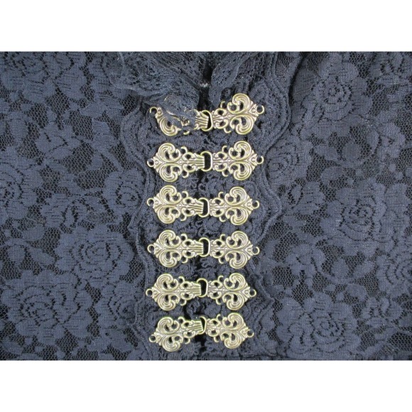 Gothic Black Lace High Low Dress Bell Sleeve Victorian Steampunk Dress Top - Picture 5 of 16